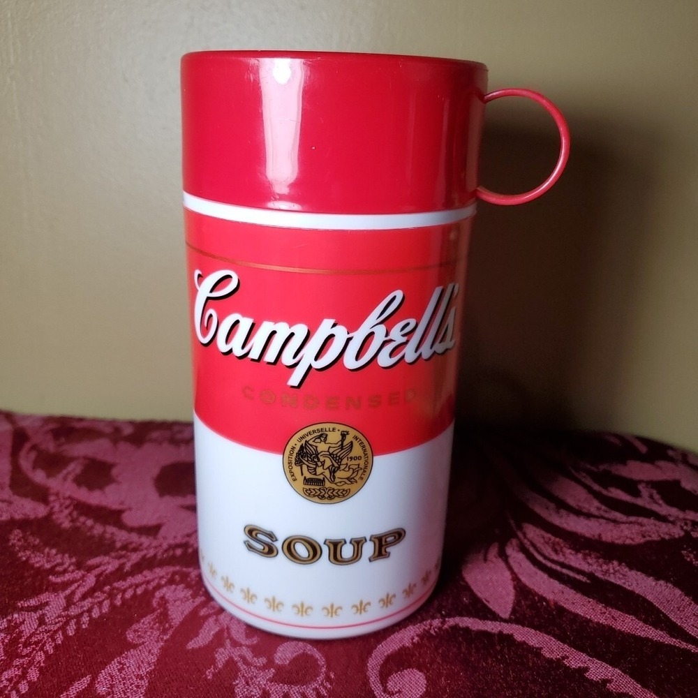 Campbell's 11.5oz Soup Thermos Unisex Red White Plastic Cup Lid Lunch Container